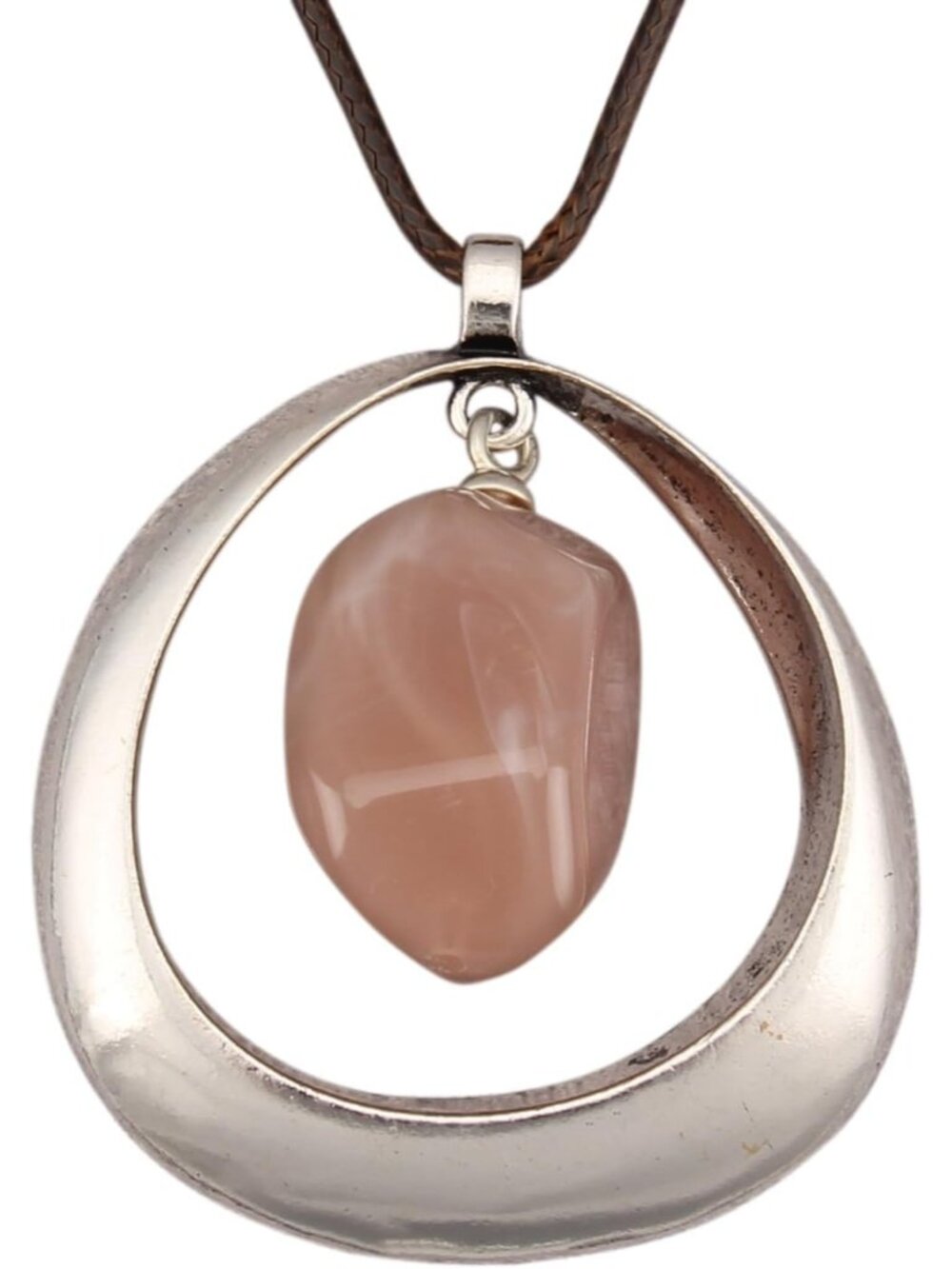 Women's Bohemian Antique Silver Open Ring Cord Pendant Necklace Fashion Item